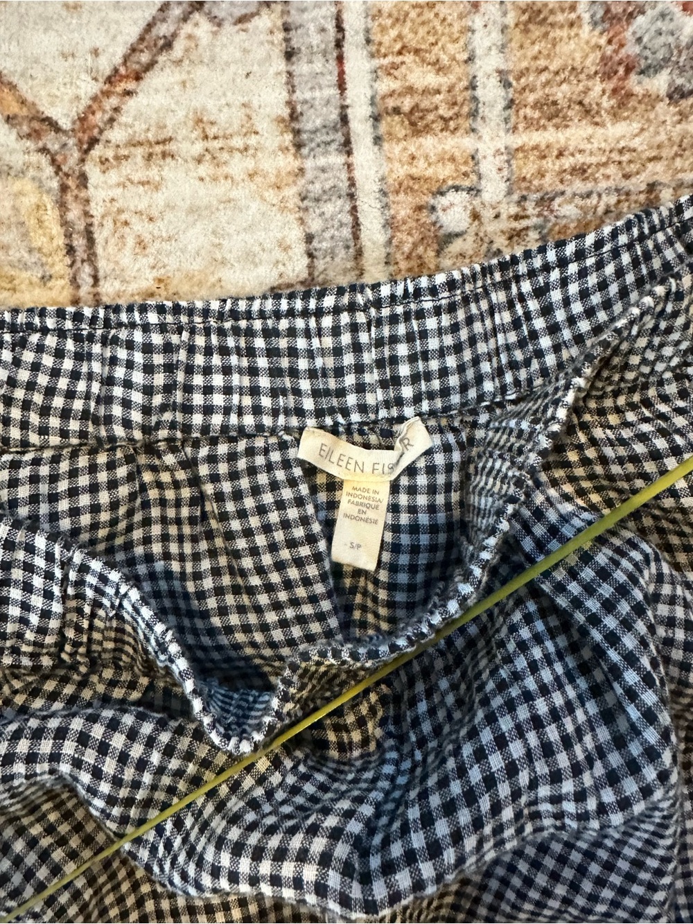 Eileen Fisher Puckered Organic Linen Gingham Skirt Small - Picture 7 of 7